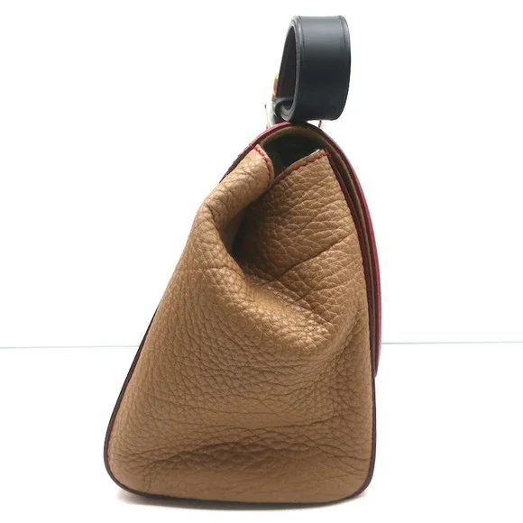 Fendi Silvana Top Handle Bag Red & Brown Leather Small Crossbody - Picture 5 of 12